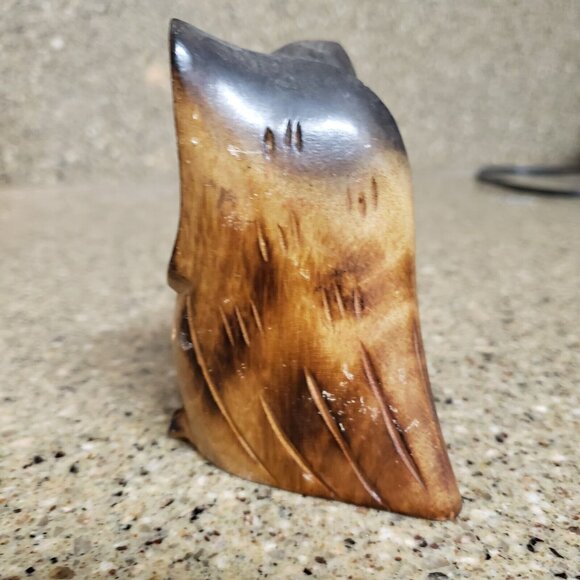 Hand Carved Wooden Folk Art Owl Figurine Boho Abstract 4" Tall Wood Mid Century - Picture 6 of 13
